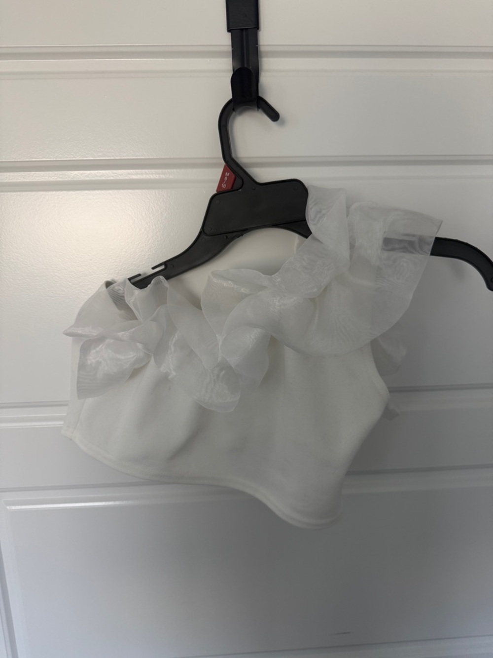 Nasty Gal White Ruffle One-Shoulder Crop Top